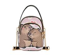 Nexawaveo Graziosa piccola borsa a tracolla da donna trapuntata borsa a tracolla borsa a tracolla portafoglio per telefono borsa a catena, Carino Capybara Amanti Floreale