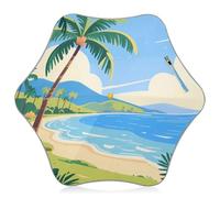 Nexawaveo Ombrello per bambini con UPF 50+, paesaggio tropicale sulla spiaggia, per sole e pioggia, design antivento, bordo riflettente, facile da aprire, per bambini piccoli