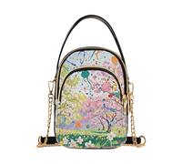 Nexawaveo Piccola borsa a tracolla da donna trapuntata borsa a tracolla borsa a tracolla telefono portafoglio catena borsa, Fiori astratti di primavera