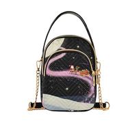 Nexawaveo Piccola borsa a tracolla da donna trapuntata borsa a tracolla borsa a tracolla telefono portafoglio catena borsa, Sapce Santa Nero