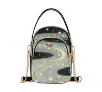 Nexawaveo Piccola borsa a tracolla da donna trapuntata borsa a tracolla borsa a tracolla telefono portafoglio catena borsa, Fantasia Santa Spazio Blu