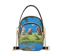 Nexawaveo Piccola borsa a tracolla da donna trapuntata borsa a tracolla borsa a tracolla telefono portafoglio catena borsa, Animali della giungla Cartoon Blu