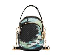 Nexawaveo Piccola borsa a tracolla trapuntata per le donne, Cinese Ink Village Art