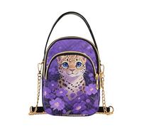 Nexawaveo Piccole borse a tracolla da donna trapuntate borsa a tracolla borsa a tracolla portafoglio per telefono borsa a catena, Grazioso leopardo viola
