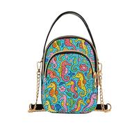 Nexawaveo Piccole borse a tracolla da donna trapuntate borsa a tracolla borsa a tracolla portafoglio per telefono borsa a catena, Colorato Cavalluccio Marino Verde Blu