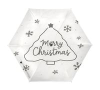 Nexawaveo Piccolo ombrello antivento da viaggio con albero di Natale beige compatto leggero pieghevole automatico pioggia e sole ombrello