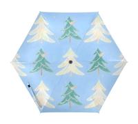 Nexawaveo Piccolo ombrello antivento da viaggio con albero pastello blu di Natale compatto leggero pieghevole automatico pioggia e sole ombrello
