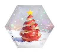 Nexawaveo Piccolo ombrello antivento da viaggio frutta albero di Natale compatto leggero pieghevole automatico pioggia e sole ombrello