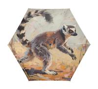 Nexawaveo Piccolo ombrello antivento da viaggio Lemur Cartoon compatto leggero pieghevole automatico pioggia e sole ombrello