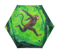 Nexawaveo Piccolo ombrello da viaggio antivento a forma di scimmia verde compatto leggero pieghevole automatico pioggia e sole ombrello