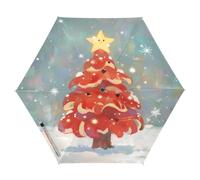 Nexawaveo Piccolo ombrello da viaggio antivento carino albero di Natale compatto leggero pieghevole automatico pioggia e sole ombrello