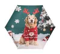 Nexawaveo Piccolo ombrello da viaggio antivento carino cane di Natale compatto leggero pieghevole automatico pioggia e sole ombrello