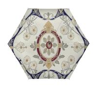 Nexawaveo Piccolo ombrello da viaggio antivento ornato design circolare beige compatto leggero pieghevole automatico pioggia e sole ombrello