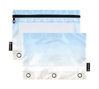 Nexawaveo Set di 2 astucci morbidi sfumati blu cielo per raccoglitori a 3 anelli, cerniera liscia con finestra in PVC trasparente per forniture scolastiche