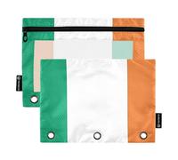 Nexawaveo Set di 2 astucci per matite con bandiera della Costa d'Avorio per raccoglitori a 3 anelli, cerniera liscia con finestra in PVC trasparente, astuccio per forniture scolastiche