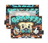 Nexawaveo Street Art Toast Dark - Set di 2 astucci per raccoglitori a 3 anelli, con cerniera liscia e finestra in PVC trasparente, per articoli scolastici