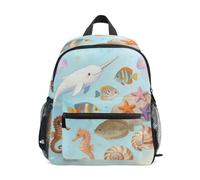 Nexawaveo Zaini prescolari per bambini Zaino per bambini, Animali Marini | Borsa per libri per asilo nido con targhetta per il nome