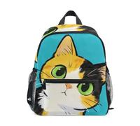 Nexawaveo Zaini prescolari per bambini Zaino per bambini, Gatto Occhi Verdi | Borsa per libri per asilo nido con targhetta per il nome