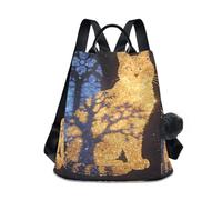 Nexawaveo Zaino antifurto da donna, alla moda, da viaggio, borsa a tracolla, Gatto e finestra
