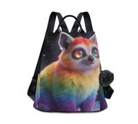 Nexawaveo Zaino antifurto da donna, alla moda, da viaggio, borsa a tracolla, Lemure Arcobaleno Cosmico