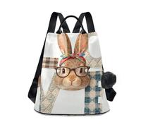 Nexawaveo Zaino da donna, alla moda, antifurto, borsa da viaggio per escursionismo e campeggio, Patchwork Bunny Love Pasqua