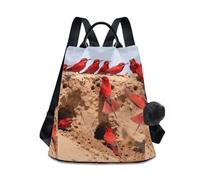 Nexawaveo Zaino da donna, alla moda, antifurto, borsa da viaggio per escursionismo e campeggio, Uccelli rossi nel deserto