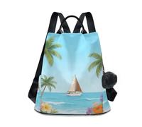 Nexawaveo Zaino da donna, antifurto, da viaggio, alla moda, per escursionismo e campeggio, Barca con fiori tropicali di
