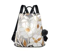 Nexawaveo Zaino da donna con fiori marroni e grigi, antifurto, da viaggio, alla moda, per escursionismo e campeggio