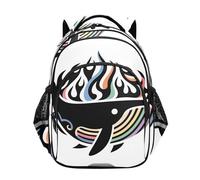 Nexawaveo Zaino per bambini con balena astratta bianca per la scuola elementare ragazzi ragazze Daypack elementare Bookbag zaini da viaggio