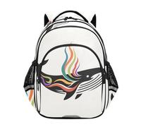 Nexawaveo Zaino per bambini con balena astratta bianca per la scuola elementare ragazzi ragazze Daypack elementare Bookbag zaini da viaggio