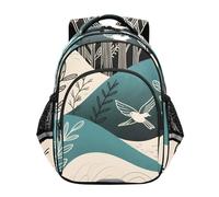 Nexawaveo Zaino per bambini con fischietto e strisce riflettenti, per bambini dai 3 agli 8 anni, Colline della foresta stilizzate, Medium, Zaini da viaggio