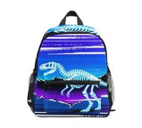 Nexawaveo Zaino per bambini con targhetta per nome, per bambini e bambine, Retro Dino Art Viola, Small, Zaini Daypack