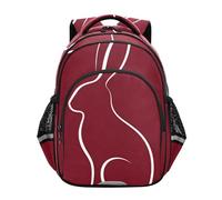 Nexawaveo Zaino per bambini da 17 pollici per scuola, viaggio, linea escursionistica, coniglio, rosso, asilo elementare, zaini con striscia riflettente