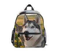 Nexawaveo Zaino per bambini in età prescolare con etichetta per il nome, per ragazzi e ragazze, Cane e Lupo Divertente, Medium, Zaini Daypack