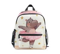 Nexawaveo Zaino per bambini in età prescolare con etichetta per il nome, per ragazzi e ragazze, Ippopotamo carino ballando, Small, Zaini Daypack