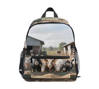Nexawaveo Zaino per bambini in età prescolare con etichetta per il nome, per ragazzi e ragazze, Scena realistica della mucca della fattoria, Medium, Zaini Daypack