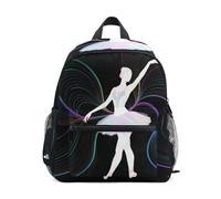 Nexawaveo Zaino per bambini in età prescolare con etichetta per il nome, per ragazzi e ragazze, Silhouette ballerina, Small, Zaini Daypack