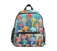Nexawaveo Zaino per bambini in età prescolare con targhetta per il nome, per ragazzi e ragazze, Simpatica medusa colorata, Small, Zaini Daypack