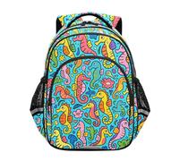 Nexawaveo Zaino per bambini in età prescolare per scuola elementare per ragazzi e ragazze, età 3-8 anni, Colorato Cavalluccio Marino Verde Blu, Medium, Zaini da viaggio