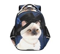 Nexawaveo Zaino per bambini in età prescolare per scuola elementare per ragazzi e ragazze, età 3-8 anni, Ritratto di gatto elegante, Small, Zaini da viaggio