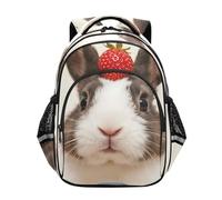 Nexawaveo Zaino per bambini in età prescolare per scuola elementare per ragazzi e ragazze, età 3-8 anni, Carino Strawberry Bunny Ritratto, S
