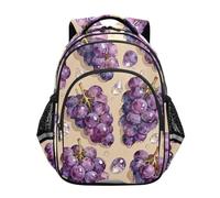 Nexawaveo Zaino per bambini per ragazzi ragazze zaino scuola per scuola elementare prescolare leggero bookbag, Acquarello realistico Uva Beige, M, Zaino da viaggio