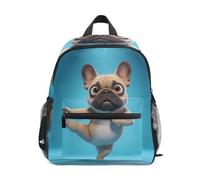 Nexawaveo Zaino per la scuola con carlino divertente per bambini e bambine | Borsa da viaggio per bambini, per asilo e asilo, per bambini dai 3 agli 8 anni