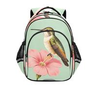 Nexawaveo Zaino scolastico per bambini e bambine, Colibrì accanto al fiore | Zaino per bambini elementari in età prescolare leggera borsa da viaggio 38,1 cm