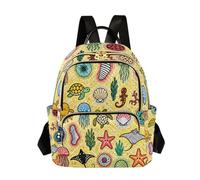 Nexawaveo Zaino trapuntato da donna, borsa da viaggio per computer portatile da 14 pollici, leggero, da lavoro, rosa su sfondo scuro, Pois Gialli Animali Mar, S