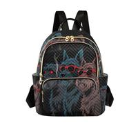 Nexawaveo Zaino trapuntato da donna, borsa da viaggio per computer portatile da 14 pollici, leggero, da lavoro, con maiali freddi, nero, Cool Terrier Nero, Small, Zaini