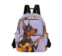 Nexawaveo Zaino trapuntato da donna, borsa da viaggio per computer portatile da 14 pollici, leggero, da lavoro, con maiali freddi, nero, Doberman Chitarra Cartoon, Medium, Zaini