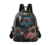 Nexawaveo Zaino trapuntato da donna, borsa da viaggio per computer portatile da 14 pollici, leggero, da lavoro, con maiali freddi, nero, Cool Pigs Nero, Small, Zaini