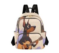 Nexawaveo Zaino trapuntato da donna, borsa da viaggio per computer portatile da 14 pollici, leggero, da lavoro, con maiali freddi, nero, Luce Doberman Cartoon, Medium, Zaini