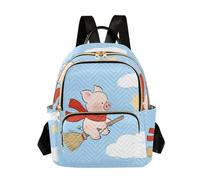 Nexawaveo Zaino trapuntato da donna, borsa da viaggio per computer portatile da 14 pollici, leggero, da lavoro, con simpatico gatto e cielo, Carino Pig Sky-1, Medium, Zaini